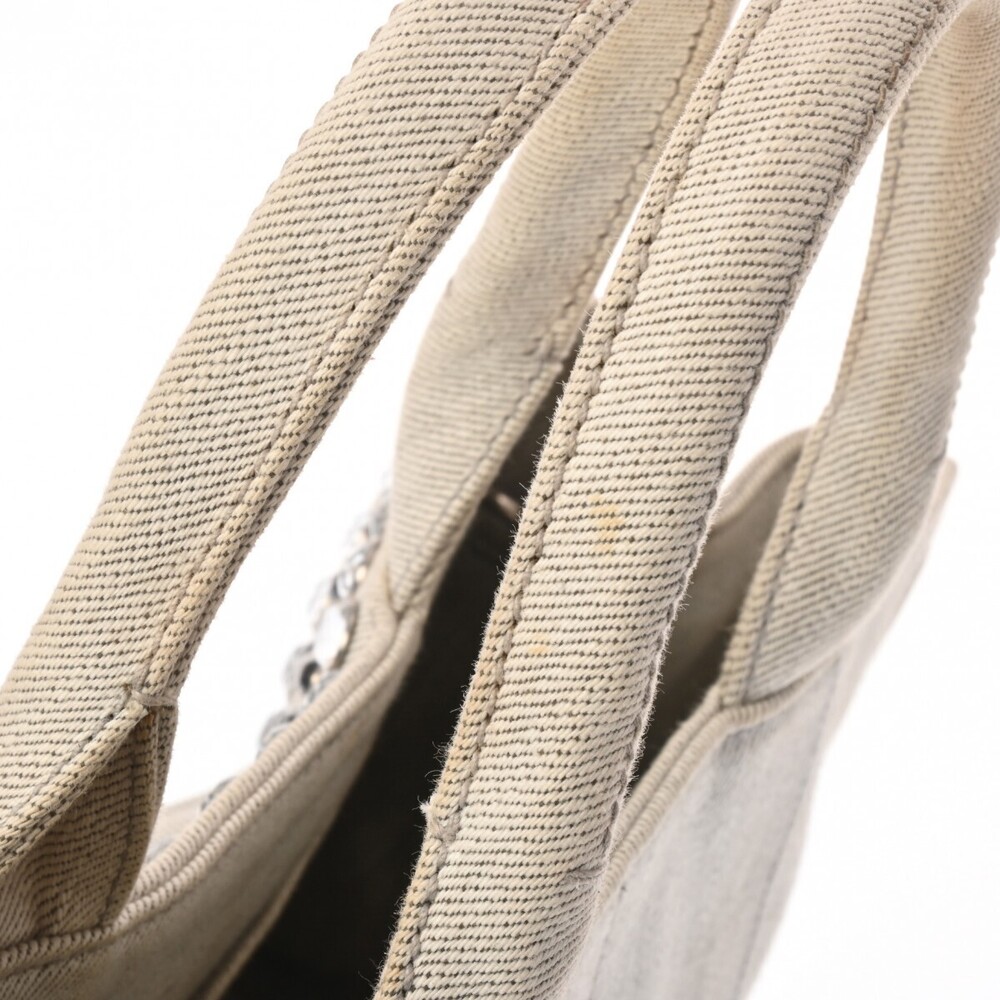 Prada Tote Bianco Rhinestones Denim White Canapa Handbag - Picture 6 of 11